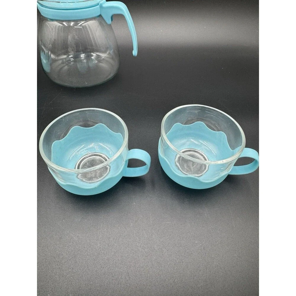 Cute Little Coffee Pot With 4 Glass Cups